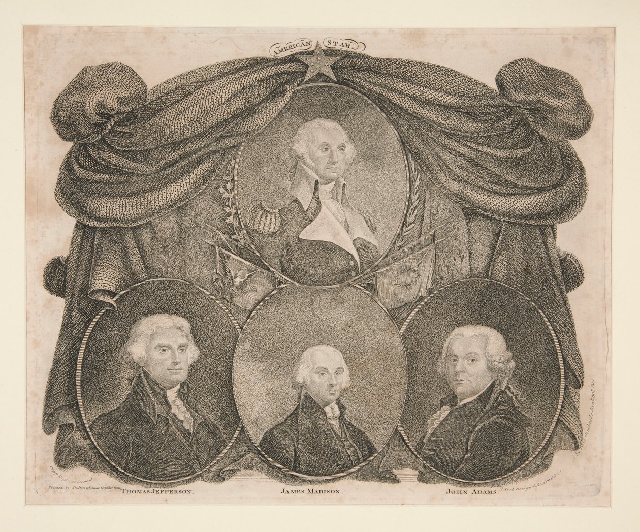 American Star, Washington, Jefferson, Madison a Adams od Thomas Gimbrede