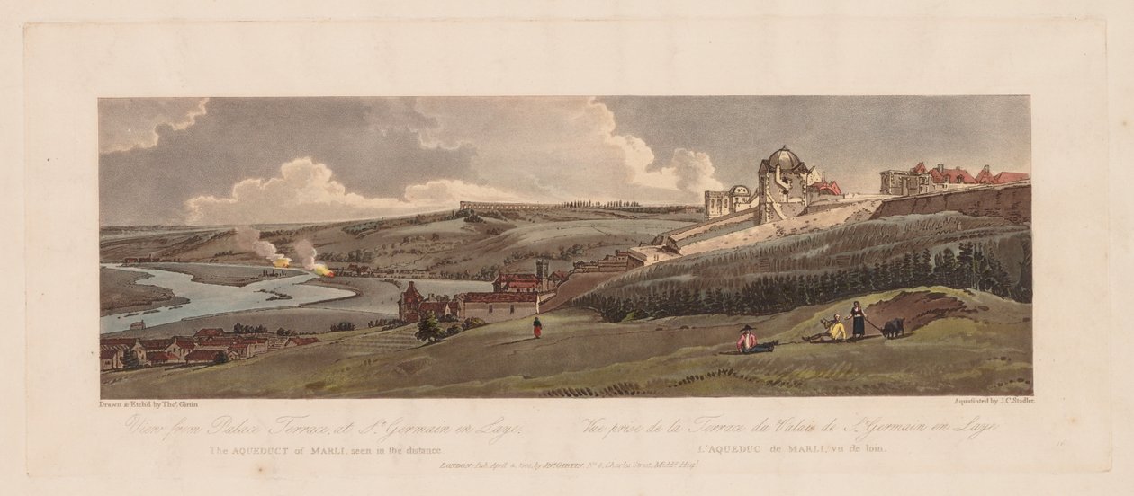 Výběr dvaceti nejmalebnějších pohledů v Paříži: Pohled z Palace Terrace, v St. Germain en Laye, akvadukt Marli viděný v dálce od Thomas Girtin