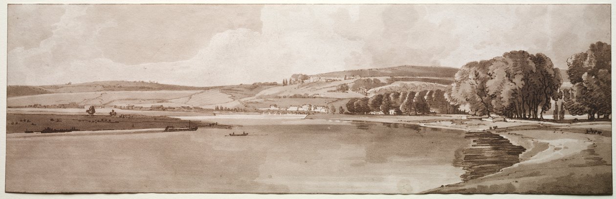 Výběr dvaceti nejmalebnějších výhledů v Paříži: Pohled na Belle Vue a Pont de Sêve od Thomas Girtin