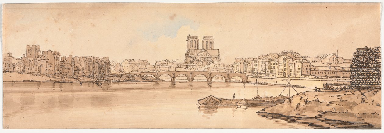 Výběr dvaceti nejmalebnějších pohledů v Paříži: Pohled na Pont de la Tournelle a Notre Dame převzatý z Arsenalu od Thomas Girtin