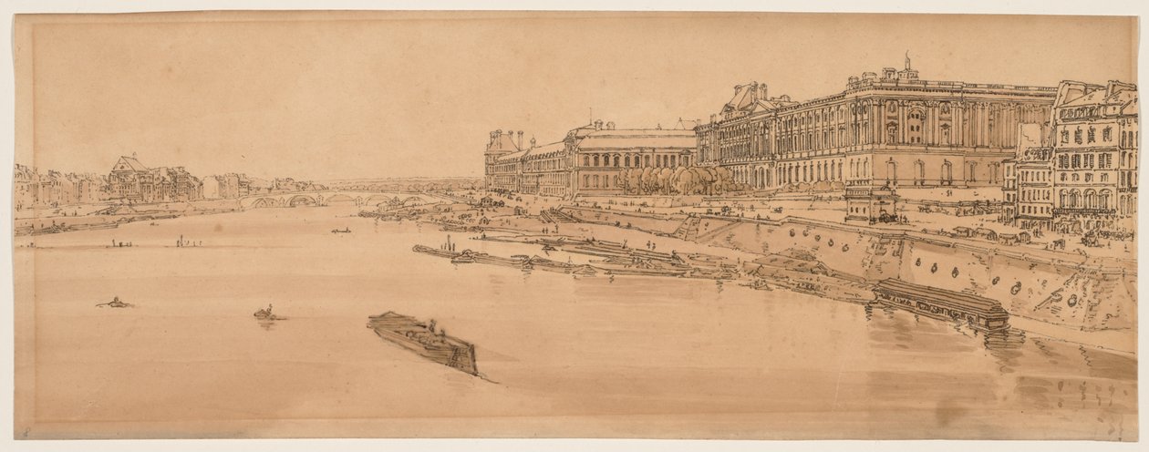 Výběr dvaceti nejmalebnějších pohledů v Paříži: Pohled na Louvre a most Tuilleries z Pont Neuf od Thomas Girtin