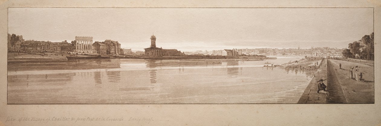 Výběr dvaceti nejmalebnějších pohledů v Paříži: Pohled na vesnici Chaillot atd. převzatý z Pont de la Concorde od Thomas Girtin