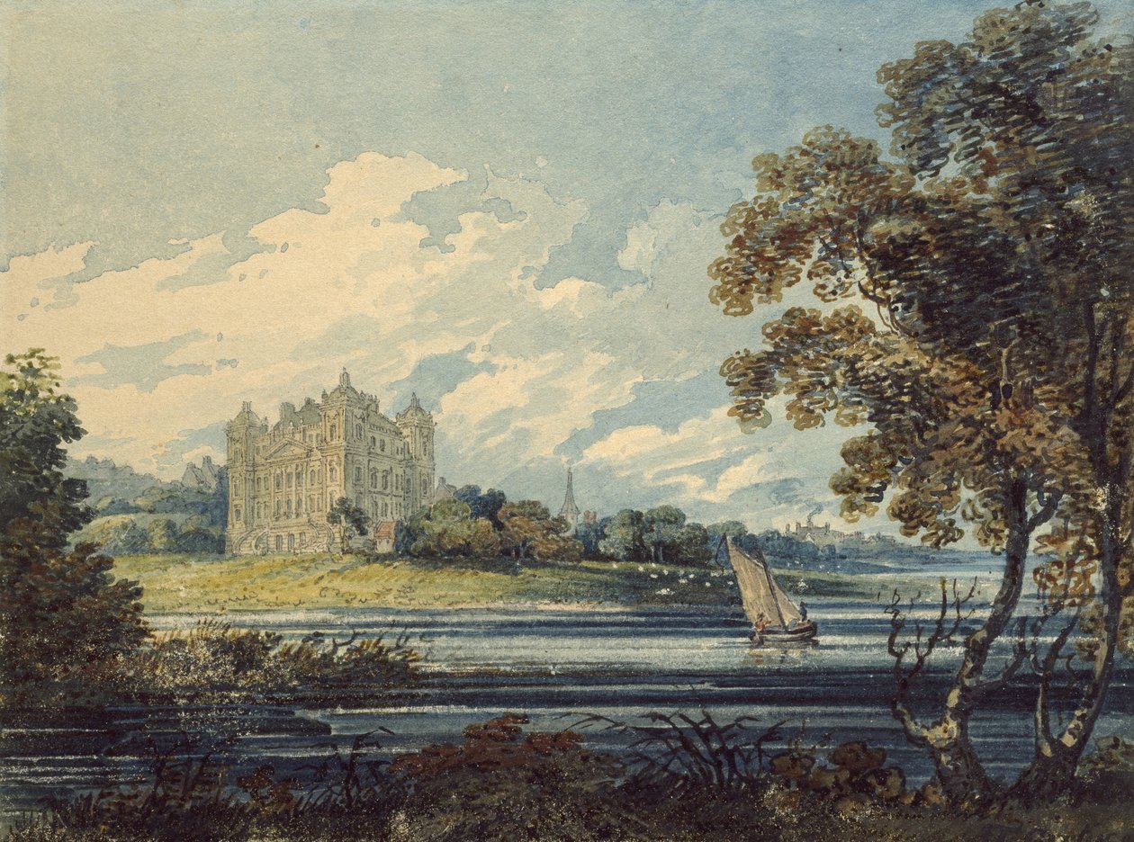 Duff House, Banff, 1794 (akvarel, s některými škrábanci, přes náznaky v grafitu) od Thomas Girtin