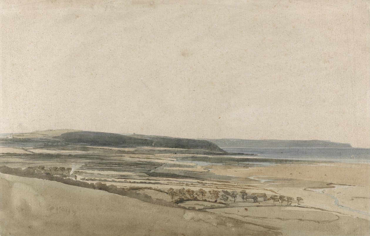 Ústí řeky Taw, Devon, cca 1801 (akvarel přes tužku na papíře) od Thomas Girtin