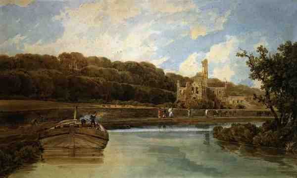 Kirkstall Abbey, Yorkshire (akvarel na papíře) od Thomas Girtin