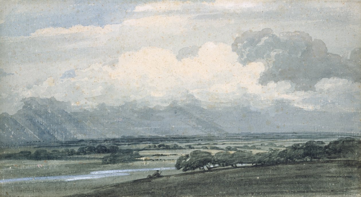 Krajina s bouřlivou oblohou, kolem roku 1800 (akvarel a tělové barvy na papíře) od Thomas Girtin
