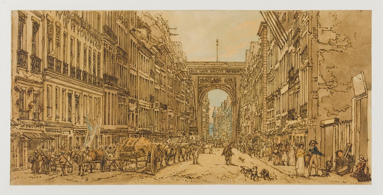 Faubourg a brána Saint-Denis, 1801–1802. 10. a 12. obvod od Thomas Girtin