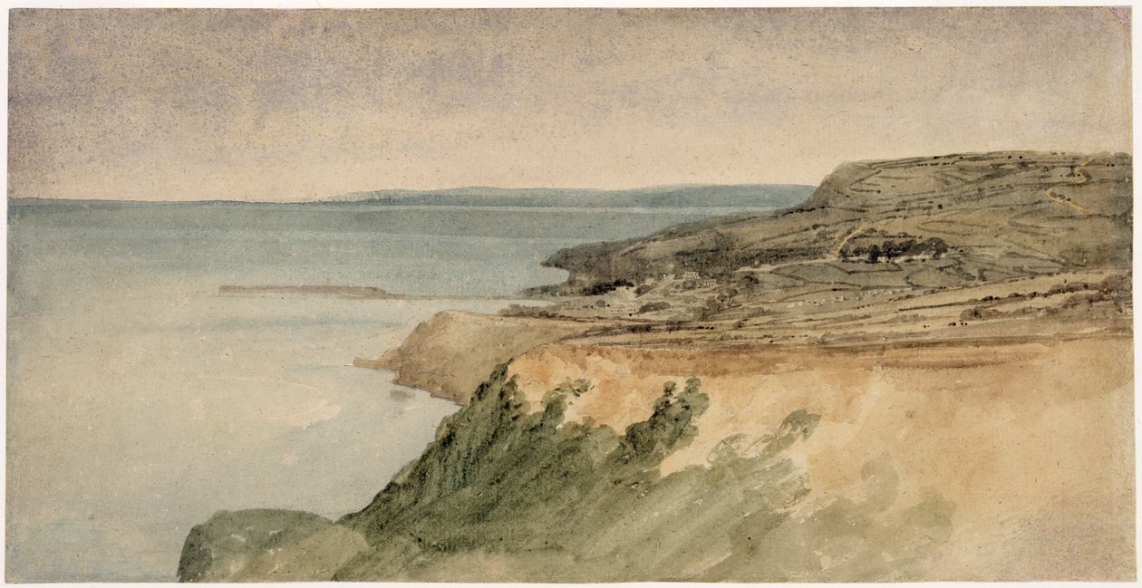 Lyme Regis, Dorset, cca 1797 (wc přes tužku na texturovaném papíře) od Thomas Girtin