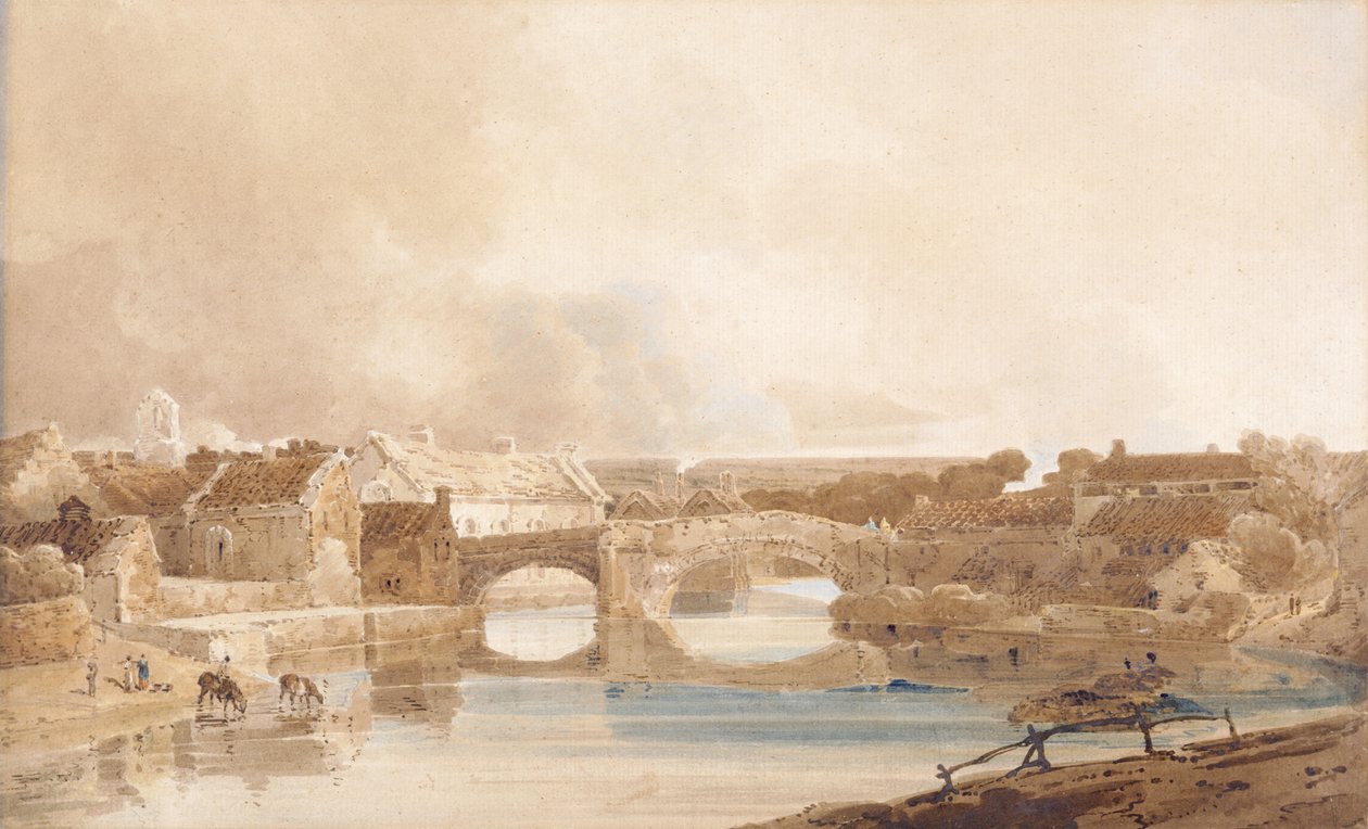 Morpeth Bridge, Northumberland, asi 1801 (tužka a akvarel na papíře) od Thomas Girtin