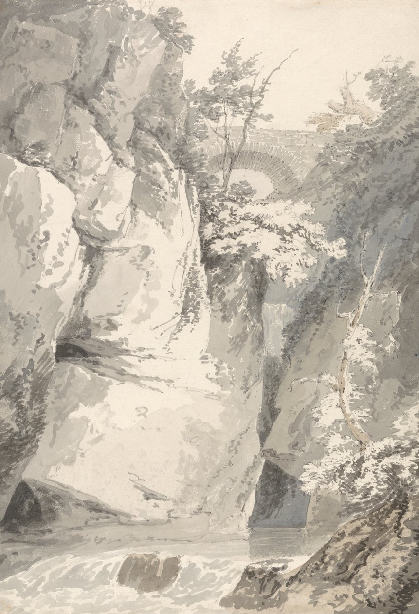 Na březích Lago di Como, kolem roku 1796 (přemytí grafitem na papíře) od Thomas Girtin