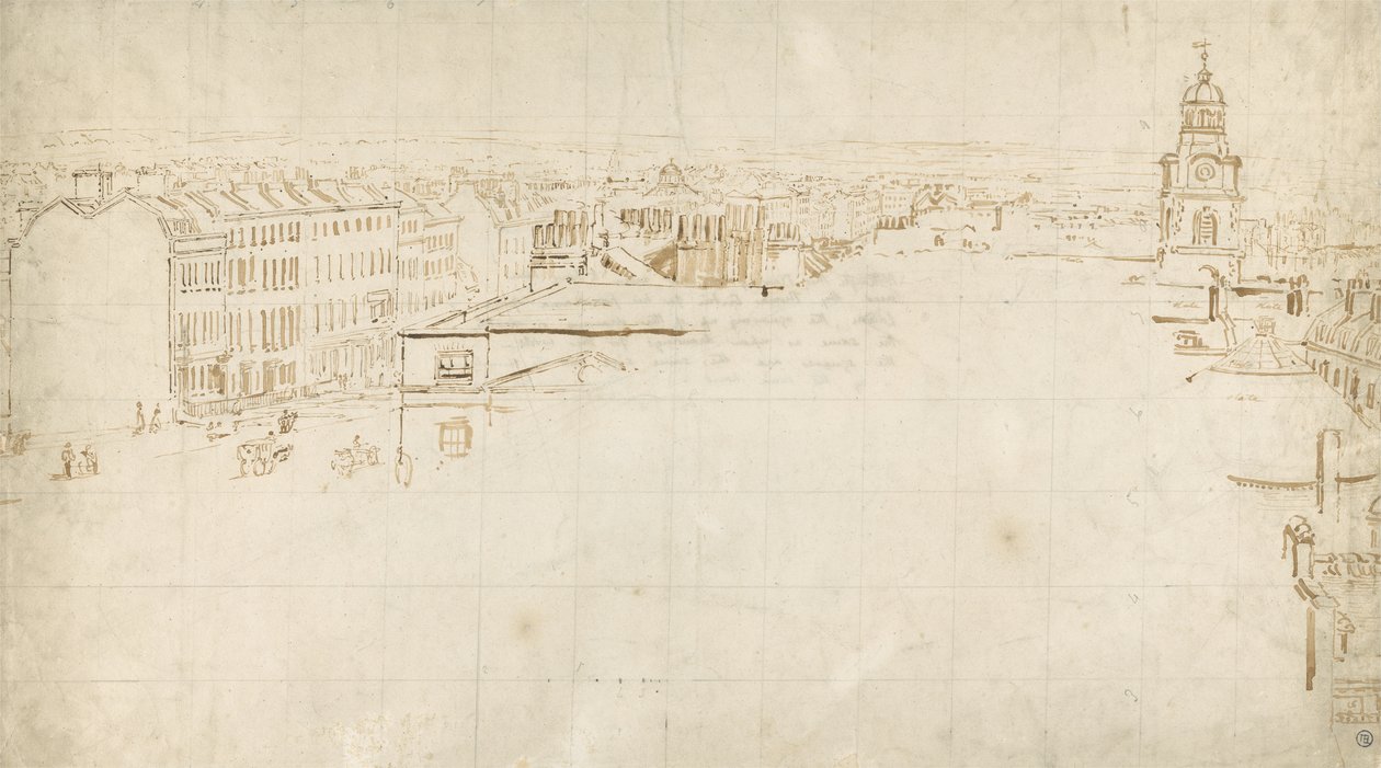 Sketch for the Eidometropolis, c.1801 (inkoust na papíře) od Thomas Girtin