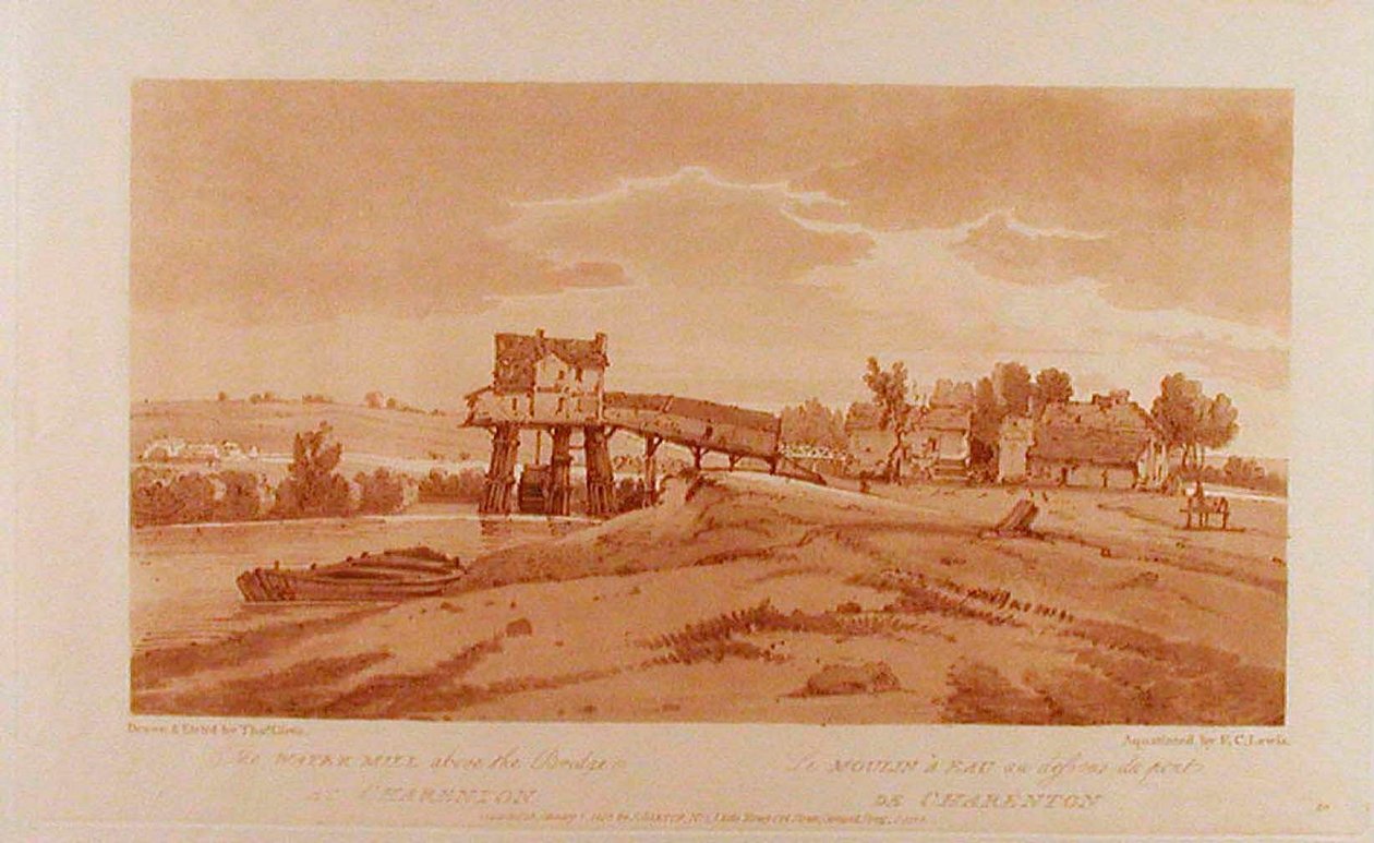 Die Wassermühle über der Brücke bei Charenton od Thomas Girtin