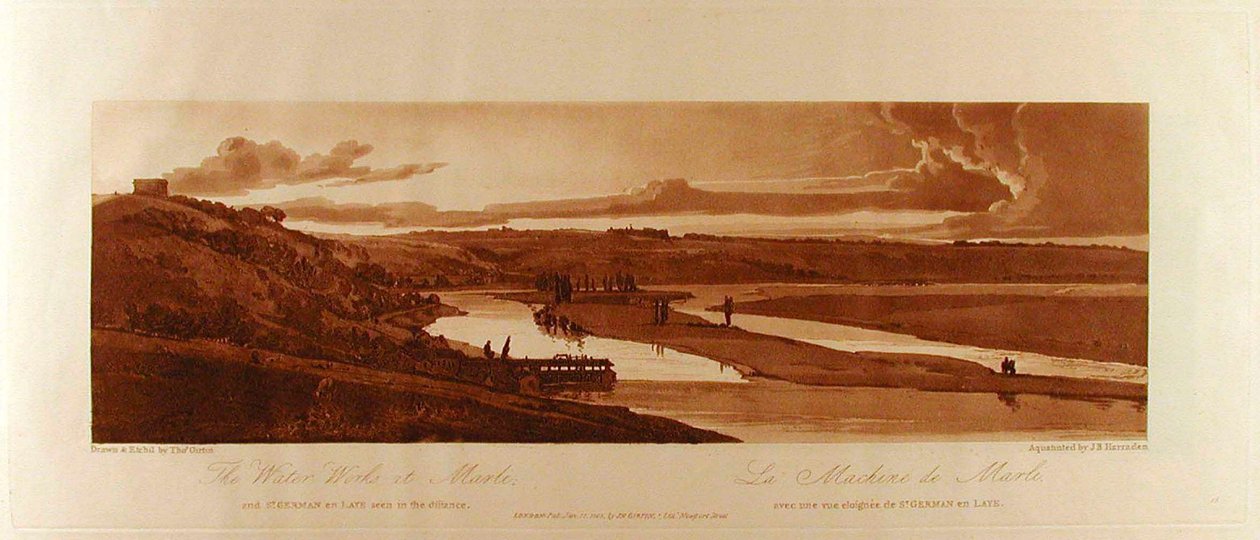 Die Wasserwerke von Marli und St. Germain en Laye in der Ferne od Thomas Girtin