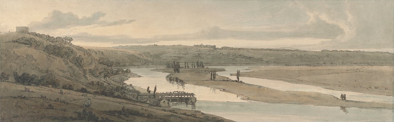 Vodárna v Marly a St. Germain-en-Laye při pohledu z dálky od Thomas Girtin