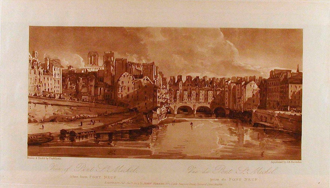 Ansicht der Pont St. Michel vom Pont Neuf aus od Thomas Girtin