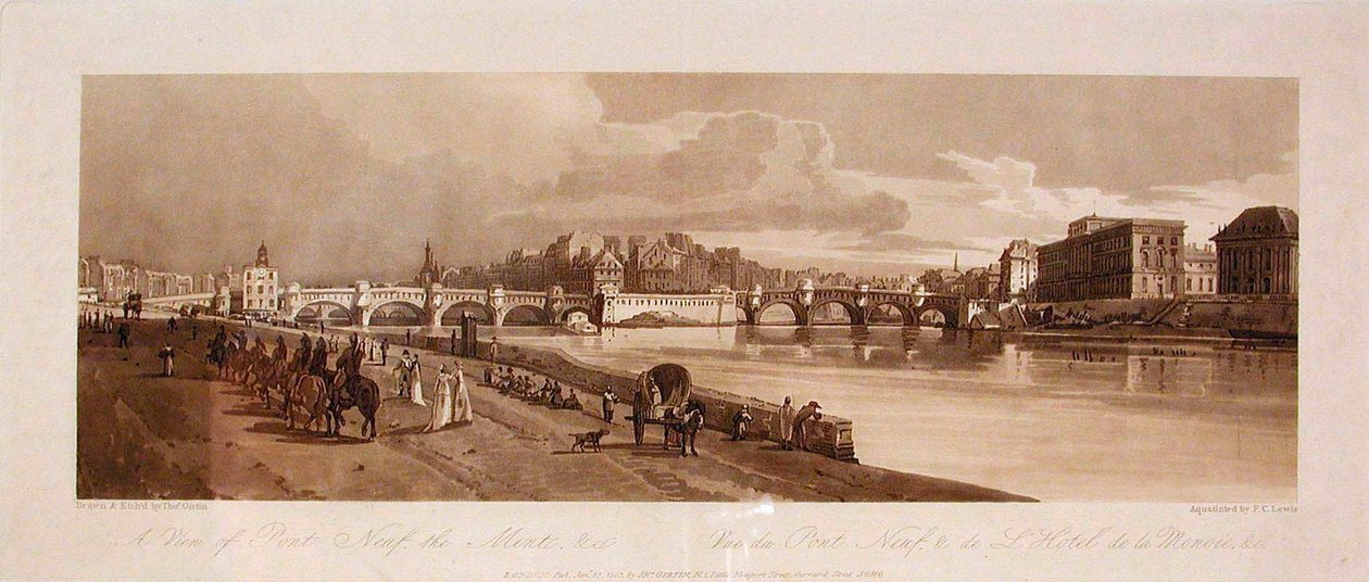 Pohled na Pont Neuf, mincovnu atd. od Thomas Girtin