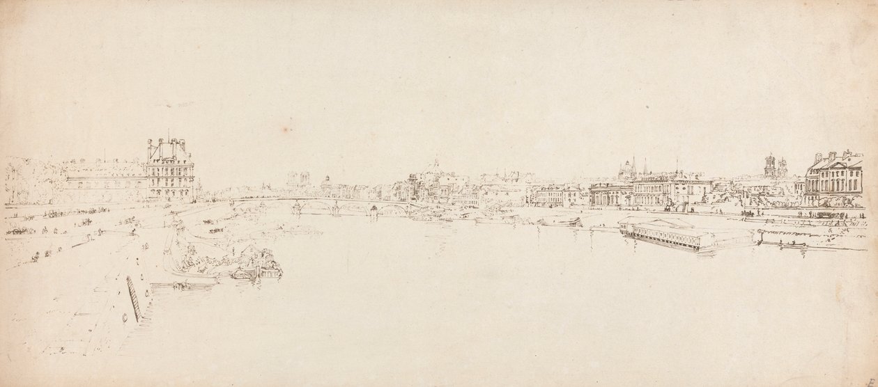 Pohled na Tuileries a most převzatý z Pont de la Concorde od Thomas Girtin