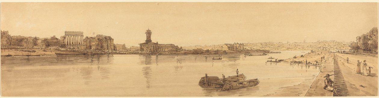 Pohled na vesnici Chaillot z Pont de la Concorde: pl.17 od Thomas Girtin