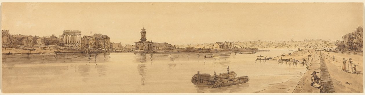 Pohled na vesnici Chaillot z Pont de la Concorde: tabule 17 od Thomas Girtin