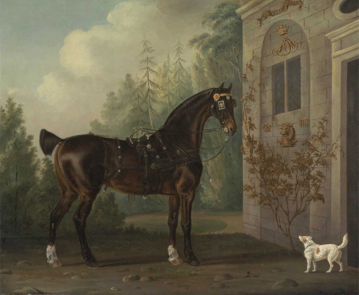 Lord Abergavenny Dark Bay kočárový kůň s teriérem od Thomas Gooch