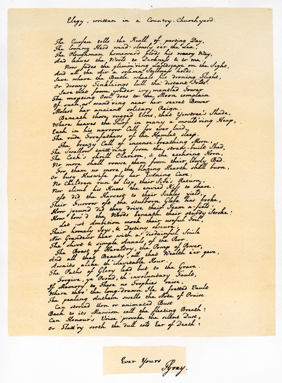Elegie, napsaná na venkovském hřbitově, 18. prosince 1750. od Thomas Gray