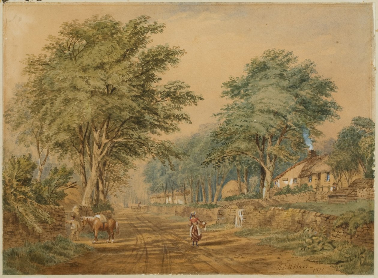 Etal, Northumberland (tělová barva a akvarel na papíře) od Thomas H. Hair