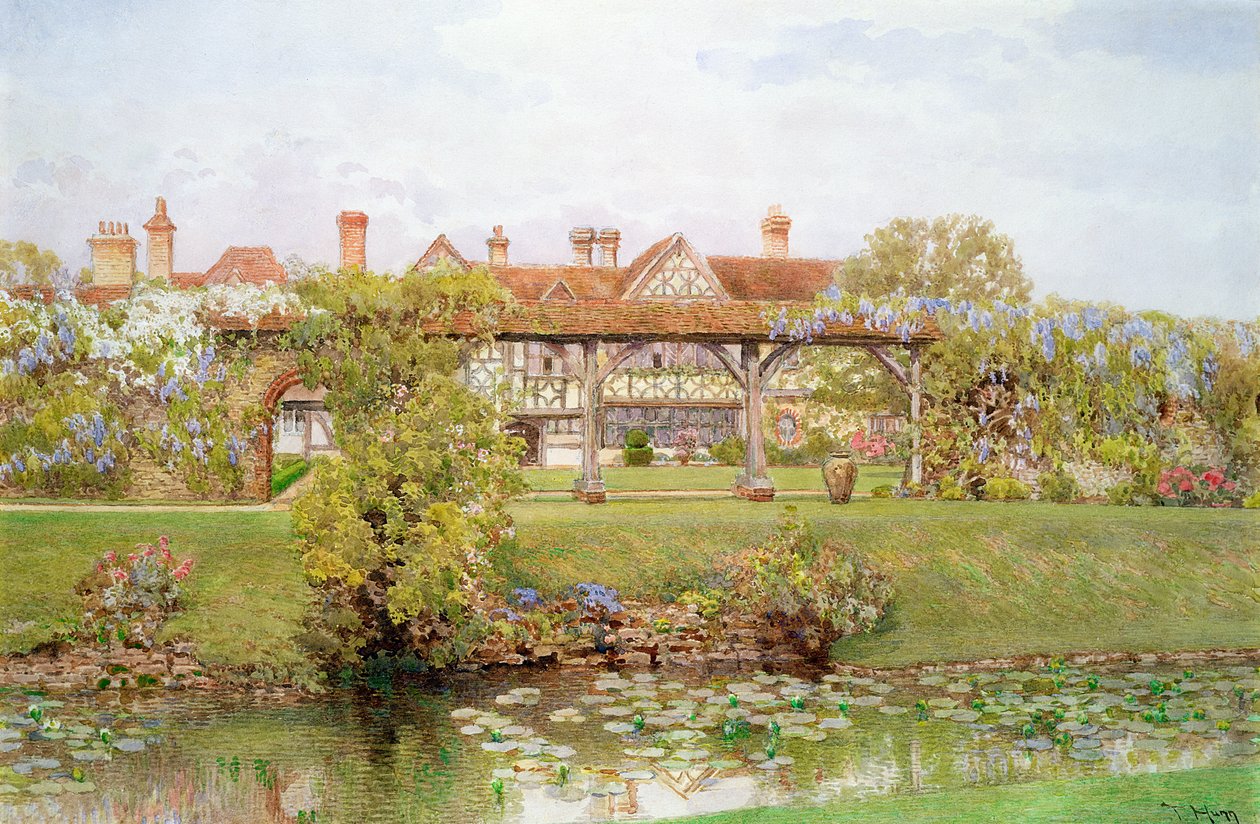 Great Tangley Manor, Surrey, s Lily Pond a krytou procházkou od Thomas H. Hunn