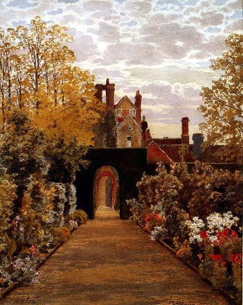 Říjnové ráno v zahradách, Loseley, Surrey od Thomas H. Hunn