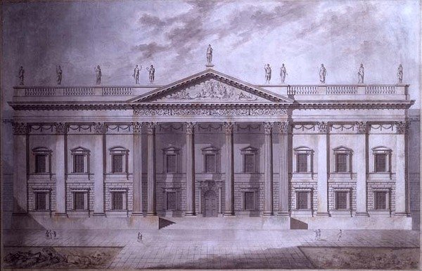 Projekt pro Senate House, Londýn (pero, inkoust a akvarel na papíře) od Thomas Hardwick