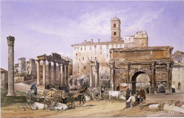 Campo Vaccino v Římě od Thomas Hartley Cromek