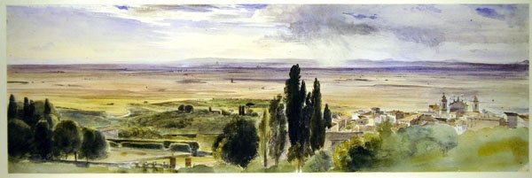 Frascati z vily Aldobrandini (akvarel na papíře) od Thomas Hartley Cromek