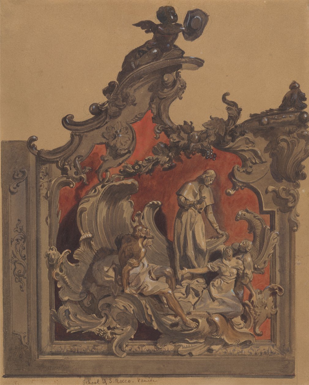 Škola St. Rocco, Benátky, Studium zakřivené dekorace od Thomas Hartley Cromek