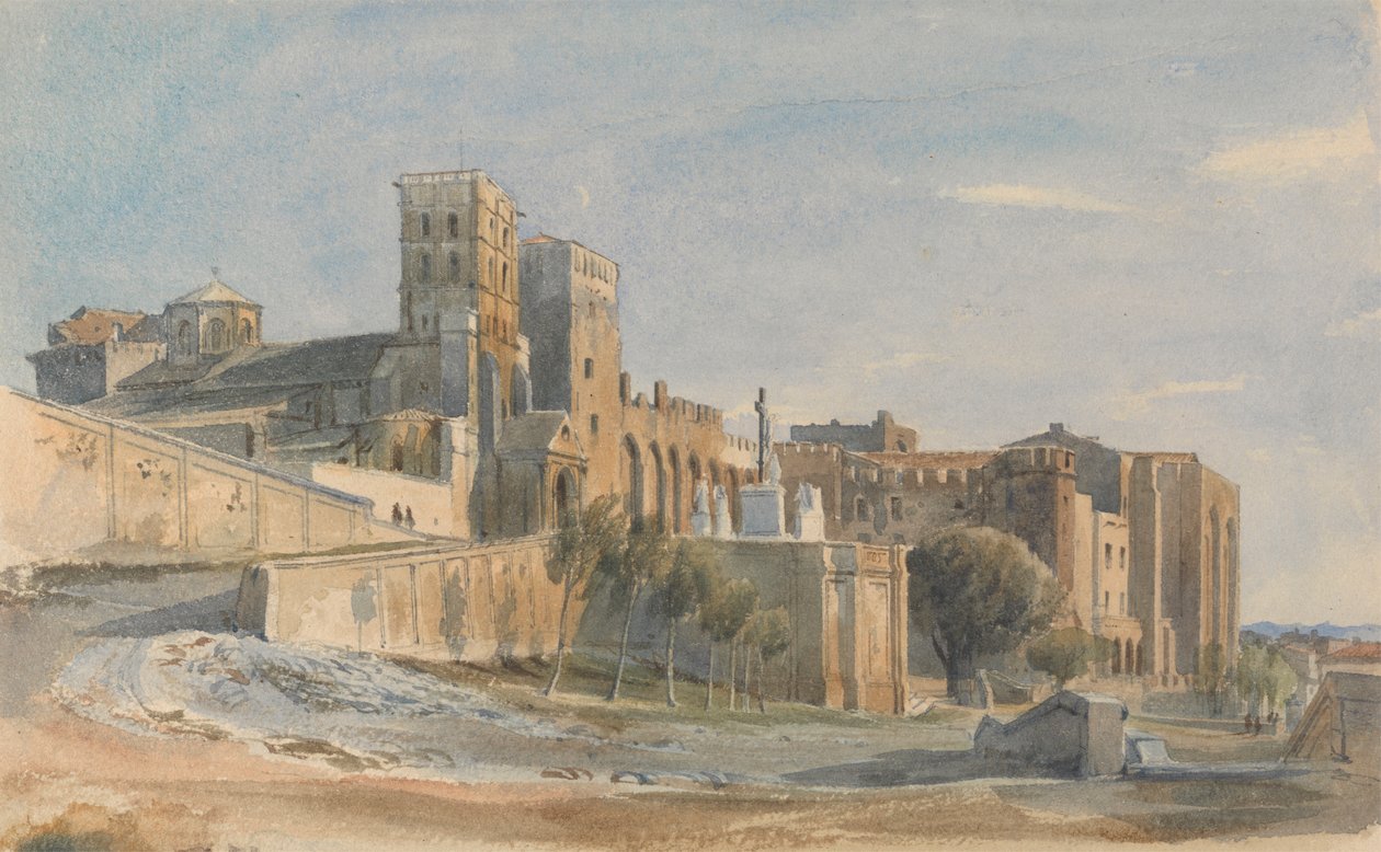 Katedrála a palác papežů, Avignon od Thomas Hartley Cromek