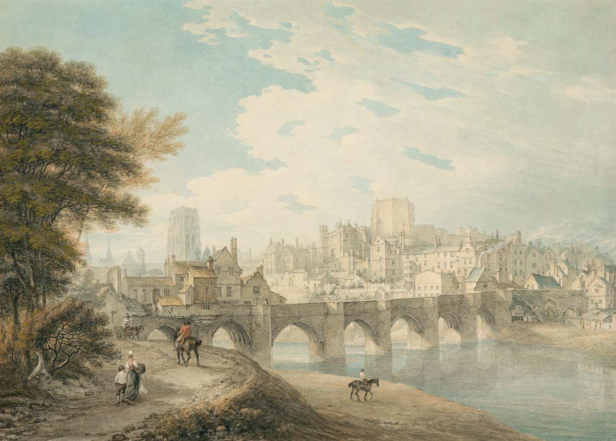 Severovýchodní pohled na Durham, cca 1783 (tužka, akvarel a kvaš na papíře) od Thomas Hearne