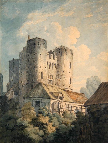 Hrad Saltwood (akvarel na papíře) od Thomas Hearne