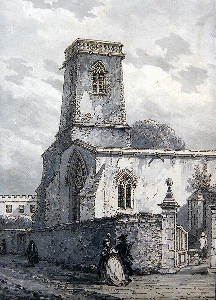 St. Peter in the East Church (hnědý inkoust a šedá barva) od Thomas Hearne