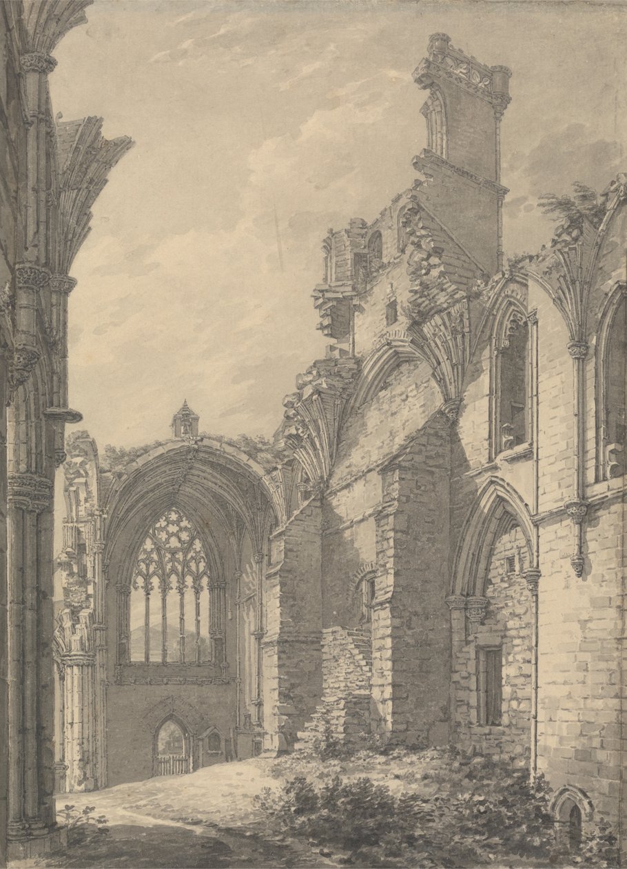Příčná loď Melrose Abbey, 1778 poblíž Old Melrose na řece Tweed, Roxburgh od Thomas Hearne