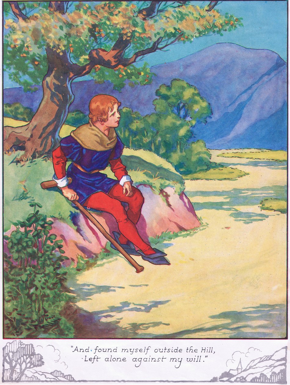 "A ocitl jsem se za kopcem, ponechán sám proti své vůli" (barevná litografie) od Thomas Heath Robinson