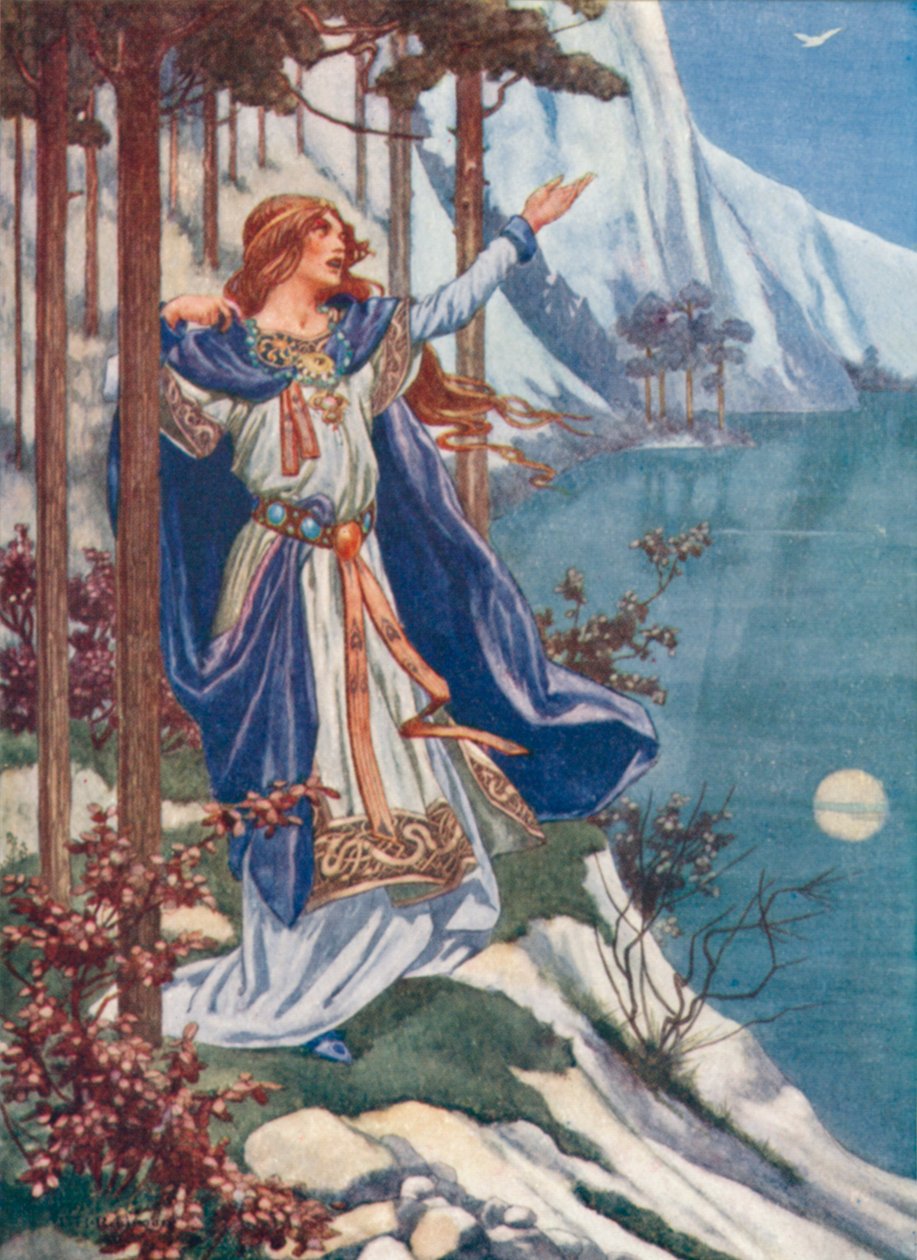 Edvard Grieg: Labuť (barevná litografie) od Thomas Heath Robinson