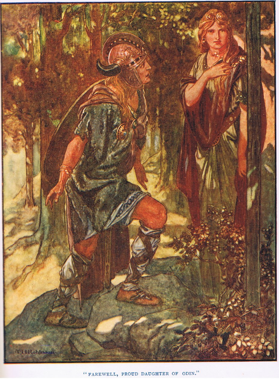 Sbohem, hrdá Ódinova dcero (litografie) od Thomas Heath Robinson
