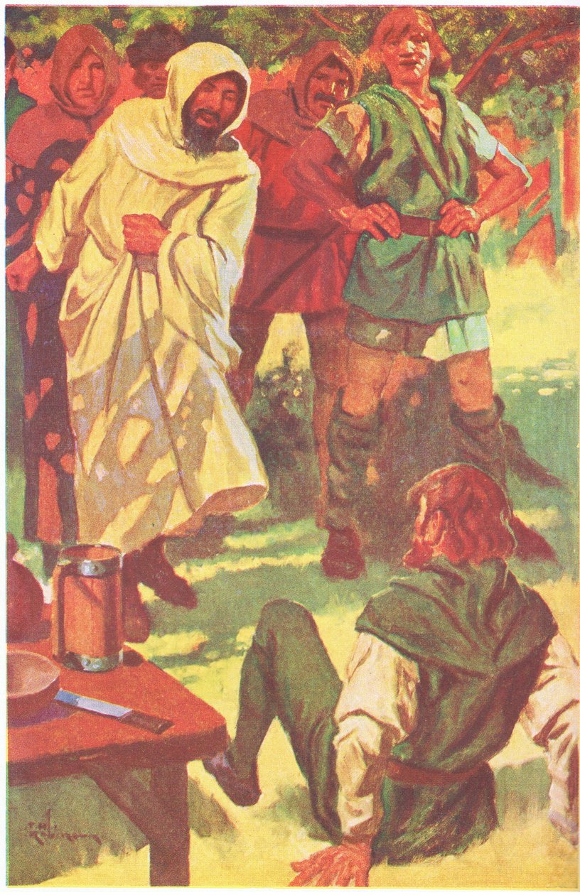 Vyhrnul si rukáv a mrštil rukou psance do hrudi (barevná litografie). od Thomas Heath Robinson