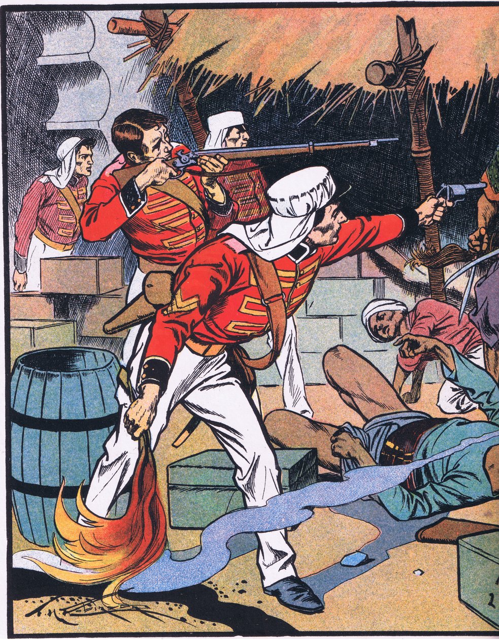 Zničení časopisu v Dillí (barevná litografie) od Thomas Heath Robinson