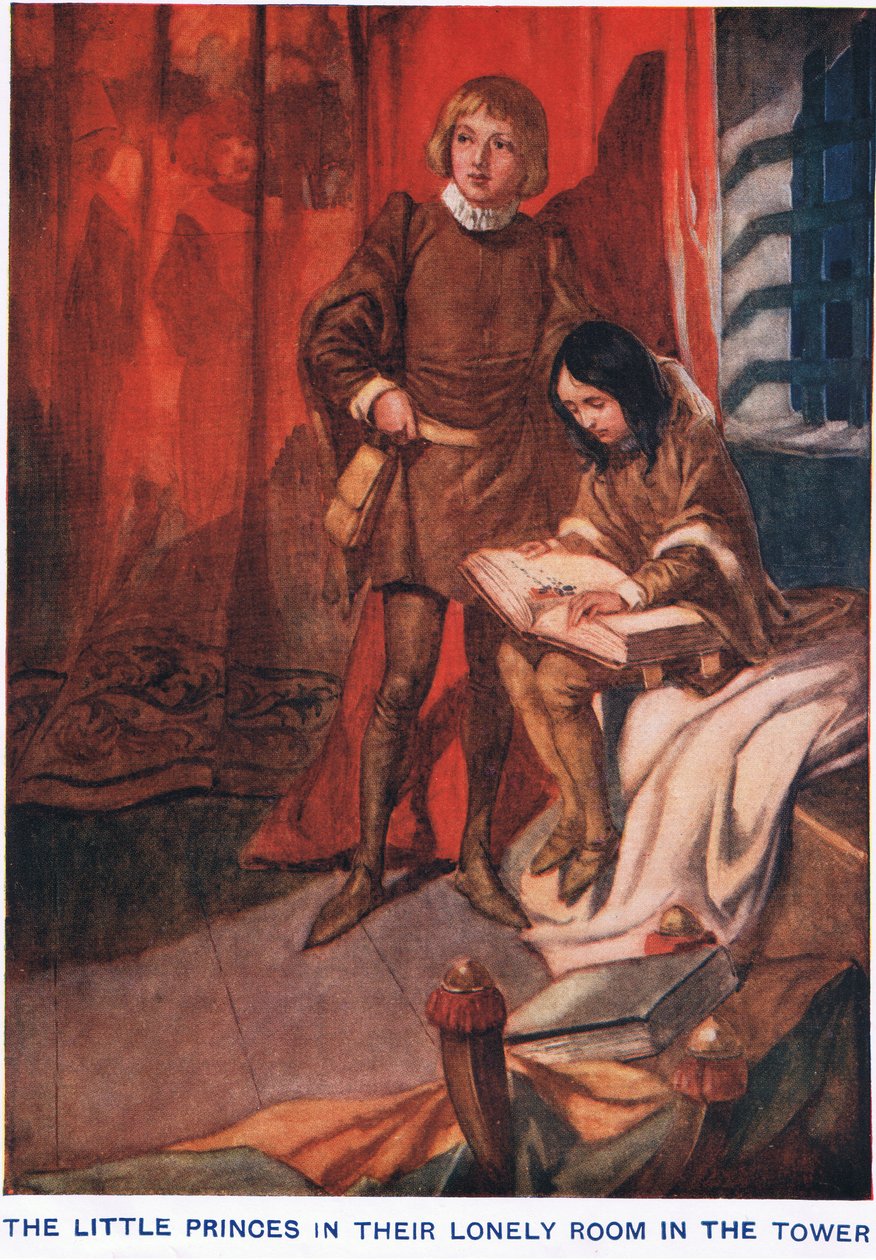 Malí princové ve svém osamělém pokoji v Toweru od Thomas Heath Robinson