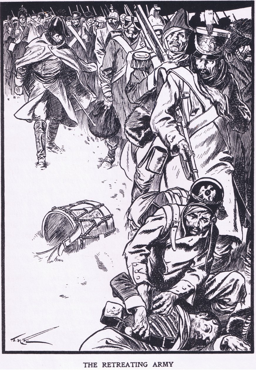 Ustupující armáda (barevná litografie) od Thomas Heath Robinson