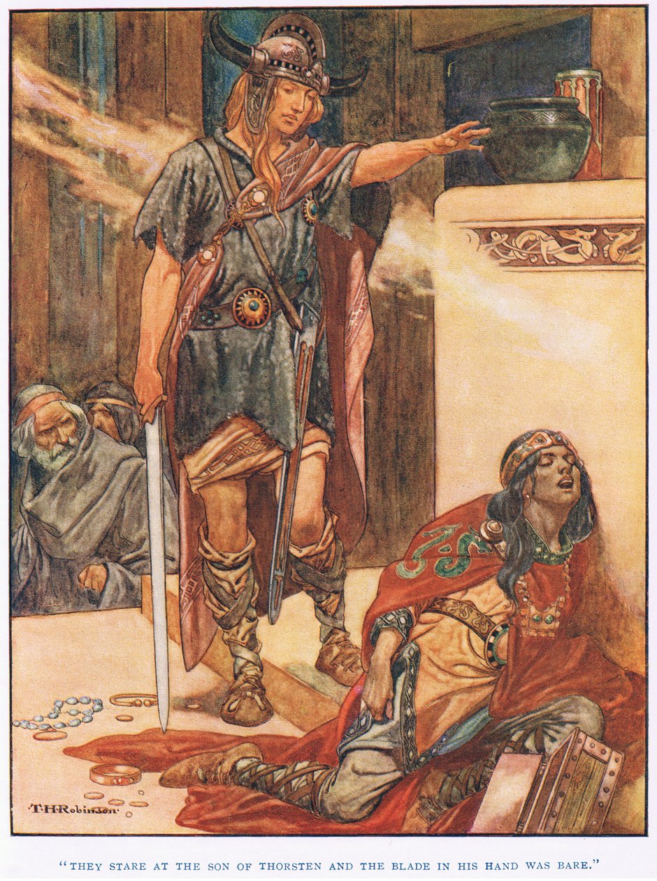 Zírají na syna Thorstena (litho) od Thomas Heath Robinson