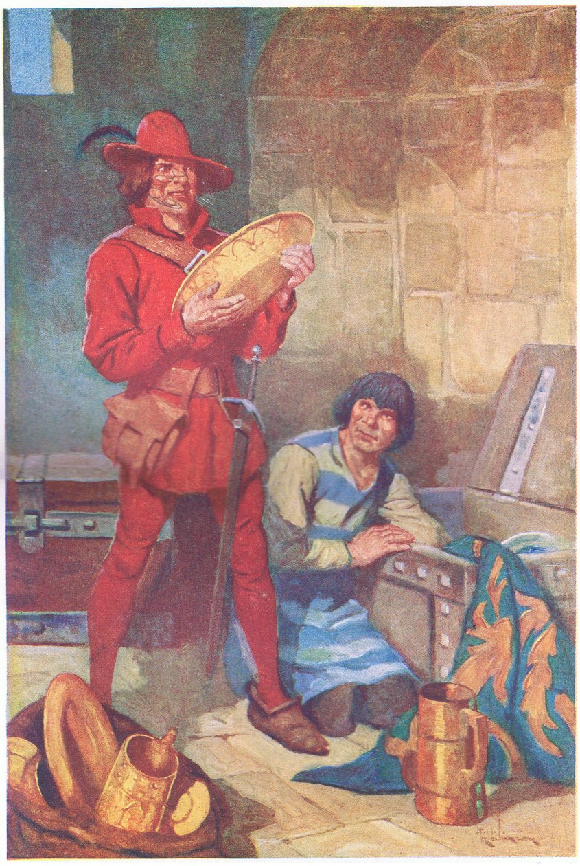 Oba bez ztráty času prohledali šerifův sklad desek (barevná litografie). od Thomas Heath Robinson