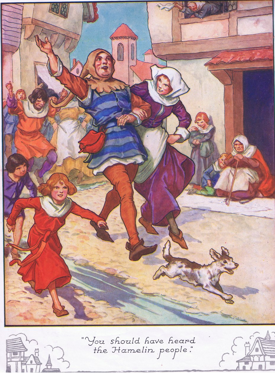 "Měli jste slyšet Hamelňany" (barevná litografie) od Thomas Heath Robinson