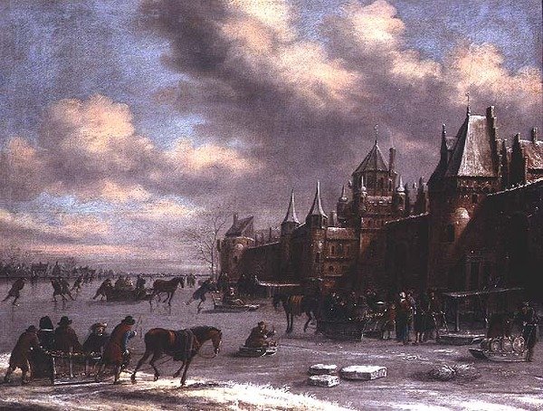Holandská bruslařská scéna na ústí řeky od Thomas Heeremans