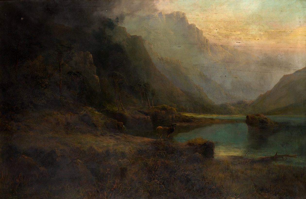 Highland Loch s jelenem od Thomas Henry Gibb