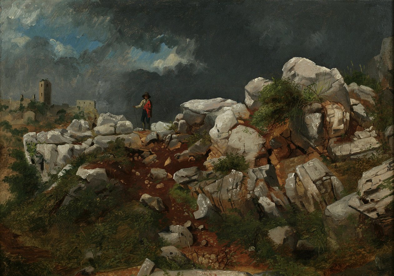 Italská krajina (olej na papíře, připevněno na skládací desce) od Thomas Hicks